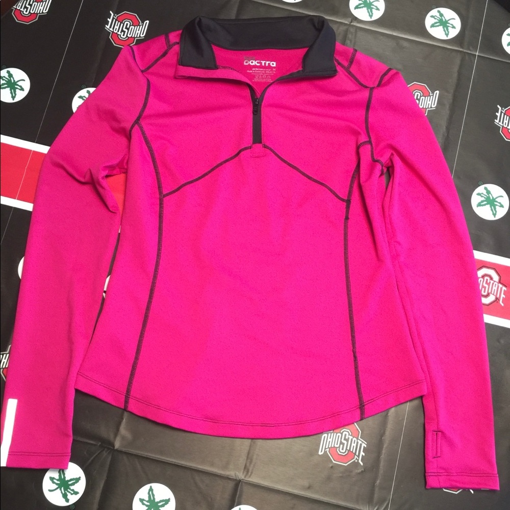 Actra Performance Running Women’s Long Sleeve Top Size M Pink Thumb hole 1/4 Zip